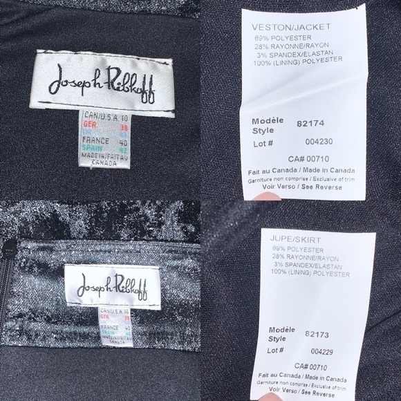 Joseph Ribkoff faux leather Gray Black two pieces Suit Blazer and skirt size 10 - Picture 15 of 16